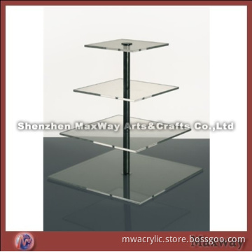 Clear Square Promotional 4-tiered Acrylic Cupcake Stand Holder Rack